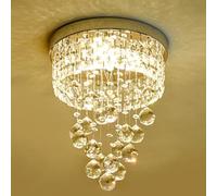 ZXDTVFGN Lampadario a Sospensione con Gocce di Cristallo, Moderno, di Lusso, da Incasso, dimmerabile a 3 Colori, per Interni, Lampada a LED Rotonda in Argento, per Ingresso, Balcon
