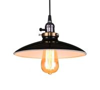 ZXDTVFGN Lampadario a Sospensione Nero, lampadario a Cupola in Metallo a LED per Cucina, Stile Fattoria, Base Rustica Unica E26 E27 per Ristorante, Bar, Sala da Pranzo
