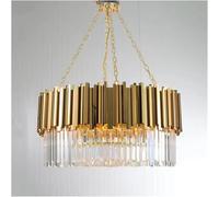 ZXDTVFGN Lampadario di Cristallo Moderno Compatibile con la Decorazione Domestica di Lusso del Soggiorno, Illuminazione a LED, Grande Lampada da Ristorante in Oro