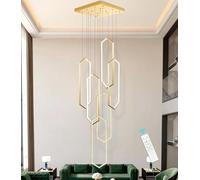 ZXDTVFGN Lampadario Moderno a LED con Luce a Sospensione dimmerabile per Tavolo da Pranzo, Scala, Forma Geometrica, Altezza Regolabile, Struttura in Alluminio, Soggiorno, Camera da Letto, v