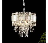 ZXDTVFGN Lampadario Moderno in Cristallo da 15 Pollici Sala da Pranzo, Lampada a Sospensione a Tamburo Argentato, Isola della Cucina, Lampada da soffitto Grande a Goccia di pio