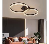 ZXDTVFGN Moderna plafoniera a LED dimmerabile Nera con Anelli in Metallo e Acrilico per Soggiorno, Cucina, Camera da Letto, Ufficio, Illuminazione per Bambini (40+50 cm)