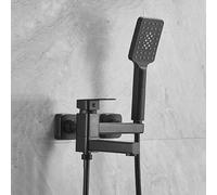 ZXDTVFGN Set Soffione Doccia, Miscelatore per Vasca da Bagno, Montaggio a Parete, Nero, 90 °, Girevole, Miscelatore per Bagno con Doccia, Leva Singola, Rubinetto Vasca - C, Nero - C Lwx