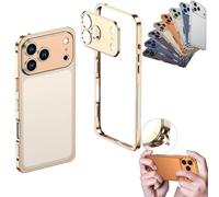 ZXDZSW Custodia Ultra Sottile con dissipazione del Calore e Protezione for l'obiettivo, Custodia Fai da Te alla Moda con Blocchi di Colore for iPhone 17/16/15/14 Plus Air PRO Max(Gold,for 13 promax)