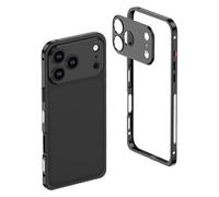 ZXDZSW Custodia Ultra Sottile con dissipazione del Calore e Telaio in Metallo con Lente for iPhone 17/16/15/14/13, Lente in Metallo Staccabile AntiGraffio(Black,for 17PROMAX)