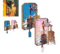 ZXDZSW Magnete da Frigorifero con Lanterna Luminosa a Forma di Torre della Gru Gialla, con Fiori di ciliegio e Gru Rosa, Magnete da Frigorifero Decorativo in Resina 3D(Pink+Blue)