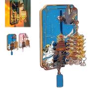ZXDZSW Magnete da Frigorifero con Lanterna Luminosa a Forma di Torre della Gru Gialla, con Fiori di ciliegio e Gru Rosa, Magnete da Frigorifero Decorativo in Resina 3D(Blue)