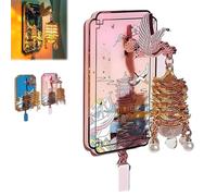 ZXDZSW Magnete da Frigorifero con Lanterna Luminosa a Forma di Torre della Gru Gialla, con Fiori di ciliegio e Gru Rosa, Magnete da Frigorifero Decorativo in Resina 3D(Pink)