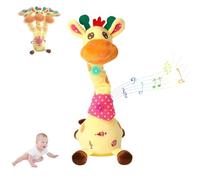 ZXDZSW Questo giocattolo musicale a forma di giraffa danzante ripete ciò che dici, si illumina, si gira, canta e imita un peluche. Adatto anche ai bambini che giocano a pancia in giù.(Yellow,Battery)