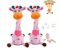 ZXDZSW Questo giocattolo musicale a forma di giraffa danzante ripete ciò che dici, si illumina, si gira, canta e imita un peluche. Adatto anche ai bambini che giocano a pancia in giù.(Pink*2,Remote)