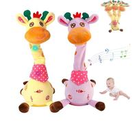 ZXDZSW Questo giocattolo musicale a forma di giraffa danzante ripete ciò che dici, si illumina, si gira, canta e imita un peluche. Adatto anche ai bambini che giocano a pancia in giù.(Mix,Remote)