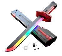 ZXDZSW Spade Laser, Spada illuminata da 44 cm, Set di Giocattoli con Spada Laser Retrattile con Effetti sonori Spray Luminosi for Rave, Cosplay ed esposizioni(Red)