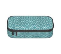 ZXERTG Astuccio in tessuto Oxford blu con stampa a reticolo, custodia multifunzione per penne, perfetta per l'ufficio e i viaggi, Nero , Taglia unica, Astuccio per trucchi