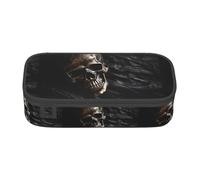 ZXERTG Astuccio per matite in tessuto Oxford con stampa bandiera pirata, astuccio multifunzione, perfetto per ufficio e viaggi, Nero , Taglia unica, Astuccio per trucchi