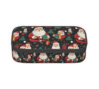 ZXERTG Astuccio per matite in tessuto Oxford con stampa Merry Christmas, custodia multifunzione, perfetta per l'ufficio e i viaggi, Nero , Taglia unica, Astuccio per trucchi