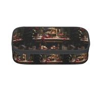 ZXERTG Astuccio per matite in tessuto Oxford con stampa Merry Christmas, custodia multifunzione, perfetta per l'ufficio e i viaggi, Nero , Taglia unica, Astuccio per trucchi