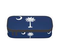ZXERTG Astuccio portapenne in tessuto Oxford con stampa bandiera della Carolina del Sud, custodia multifunzione, perfetta per l'ufficio e i viaggi, Nero , Taglia unica, Astuccio per trucchi