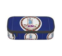 ZXERTG Astuccio portapenne in tessuto Oxford con stampa bandiera della Virginia, custodia multifunzione, perfetta per l'ufficio e i viaggi, Nero , Taglia unica, Astuccio per trucchi