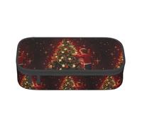 ZXERTG Astuccio portapenne in tessuto Oxford con stampa di albero di Natale luminoso, custodia multifunzione, perfetta per ufficio e viaggi, Nero , Taglia unica, Astuccio per trucchi