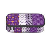 ZXERTG Astuccio versatile con stampa Happy Halloween, astuccio spazioso in tessuto Oxford, astuccio organizer per matite, Nero , Taglia unica, Custodia per chiave