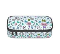ZXERTG Colorato Doodle Fiori Stampa Versatile Astuccio Matita Sacchetto Spazioso Oxford Panno Matita Sacchetto Della Matita Sacchetto Della Matita, Nero , Taglia unica, Custodia per chiave