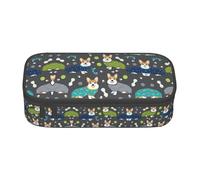 ZXERTG Indossa vestiti Corgi Dogs Stampa Versatile Astuccio Matita Astuccio Spazioso Oxford Panno Matita Sacchetto Organizzatore, Nero , Taglia unica, Custodia per chiave