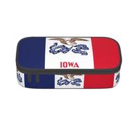 ZXERTG Iowa State Flag Print Versatile Astuccio Matita Astuccio Spazioso Oxford Panno Matita Astuccio Organizer, Nero , Taglia unica, Custodia per chiave