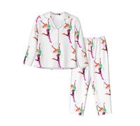 ZXERTG La donna di colore stampa gli insiemi di lusso del pigiama delle donne, insiemi di corrispondenza del pigiama, per le riunioni di famiglia e di vacanza, Nero , S