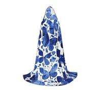 ZXERTG Mantello con cappuccio blu con stampa di farfalle per costumi di Halloween, perfetto per stregoni, vampiri, tristi mietitori e altri cosplay