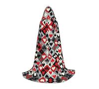 ZXERTG Mantello con cappuccio con stampa a rombi a scacchi per costumi di Halloween, perfetto per stregoni, vampiri, tristi mietitori e altri cosplay
