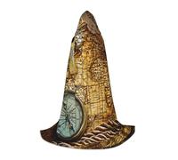ZXERTG Mantello con cappuccio con stampa di bussola e vecchia mappa del mondo per costumi di Halloween, perfetto per stregoni, vampiri, tristi mietitori e altri cosplay