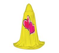 ZXERTG Mantello con cappuccio con stampa di due cuori rosa per costumi di Halloween, perfetto per stregoni, vampiri, tristi mietitori e altri cosplay