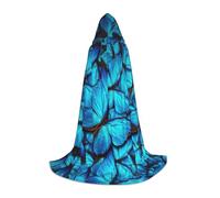 ZXERTG Mantello con cappuccio con stampa di farfalle blu per costumi di Halloween, perfetto per stregoni, vampiri, tristi mietitori e altri cosplay