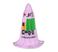 ZXERTG Mantello con cappuccio con stampa "I Love Garbage Trucks" per costumi di Halloween, perfetto per stregoni, vampiri, tristi mietitori e altri cosplay