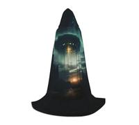 ZXERTG Mantello con cappuccio con stampa Ufo At Night per costumi di Halloween, perfetto per stregoni, vampiri, tristi mietitori e altri cosplay