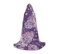 ZXERTG Mantello con cappuccio viola con stampa di farfalle per costumi di Halloween, perfetto per stregoni, vampiri, tristi mietitori e altri cosplay