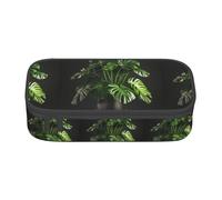 ZXERTG Monstera Deliciosa - Astuccio portapenne in tessuto Oxford, con stampa di palme e banana, multifunzione, perfetto per l'ufficio e i viaggi, Nero , Taglia unica, Astuccio per trucchi