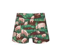ZXERTG Pigs In Farm Stampa Biancheria Intima Uomo,Totale Supporto Pouch Boxer Brief,Comodi Boxer Slip, Nero , L