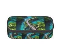 ZXERTG Plitvice Lakes National Park stampa Oxford panno matita astuccio, multi-funzionale, perfetto per ufficio e viaggi, Nero , Taglia unica, Astuccio per trucchi