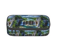 ZXERTG Plitvice Lakes National Park stampa Oxford panno matita astuccio, multi-funzionale, perfetto per ufficio e viaggi, Nero , Taglia unica, Astuccio per trucchi