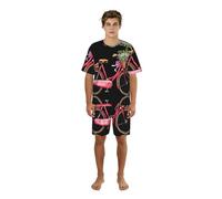ZXERTG Set pigiama da uomo con stampa bicicletta,Pantaloncini da pigiama comodi per gli uomini, perfetti per le notti estive, Nero , L