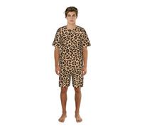 ZXERTG Set pigiama da uomo con stampa leopardata, comodi pantaloncini da pigiama da uomo, perfetti per le notti estive, Nero , XL