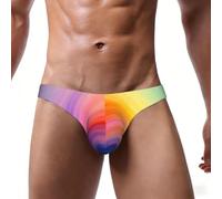 ZXERTG Slip bikini da uomo con stampa vortice variopinta, Nero , M