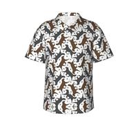ZXERTG Trotting - Camicia hawaiana da uomo a maniche corte, con stampa di zampe, con rivestimento piatto, da spiaggia, per l'estate e le vacanze, Nero , XL