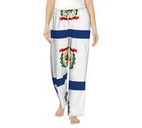 ZXERTG West Virginia State Flag Print Fashion Womens Flanella Pigiama Pants, perfetto per rilassarsi a letto, sul divano, Nero , XL