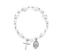 Zxfdsfdbnm Charm retrò con perline che mostrano un crocifisso irregolare e perle finte per tutti i giorni, accessorio alla moda vintage con crocifisso, Misura unica, come descritto