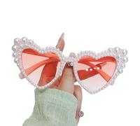 Zxfdsfdbnm Occhiali da sole con perle finte da donna, a forma di cuore, UV400, occhiali unici per San Valentino