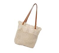 Zxfdsfdbnm Sacchetto pratico di cotone scava fuori per le donne borsa tessuta di grande capacità borse casuali dello shopping per la spiaggia e il viaggio, A