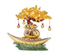 ZXFIYTBH Albero di Cristallo Albero della Fortuna citrino, Navigazione tranquilla, Decorazione da Tavolo for la ricchezza, Il Feng Shui Domestico e la prosperità Bonsai Feng Shui(Gold)