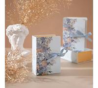 ZXFLOOR 50 Pezzi a Forma di Libro bomboniere Scatola Creativa per Caramelle da Matrimonio Carta Kraft Fai da Te Festa Cioccolato Dessert imballaggio Scatola di Fiori con Nastro